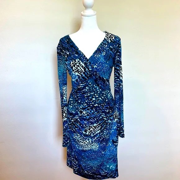 Calvin Klein Dresses Calvin Klein Blue Aqua Print Wrap Dress